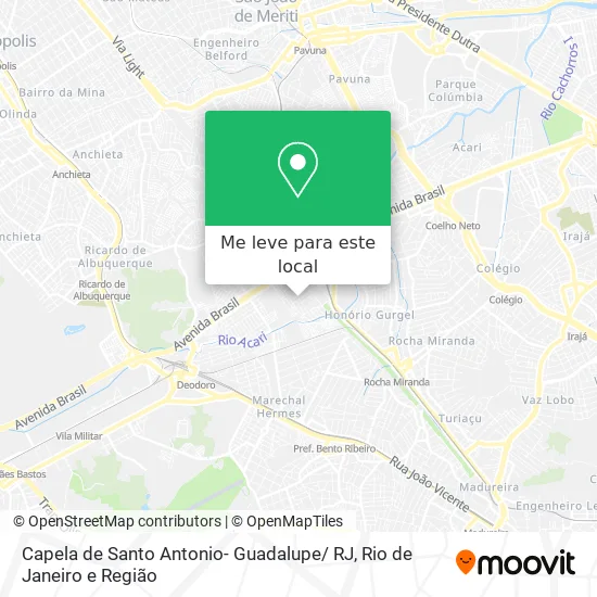 Capela de Santo Antonio- Guadalupe/ RJ mapa