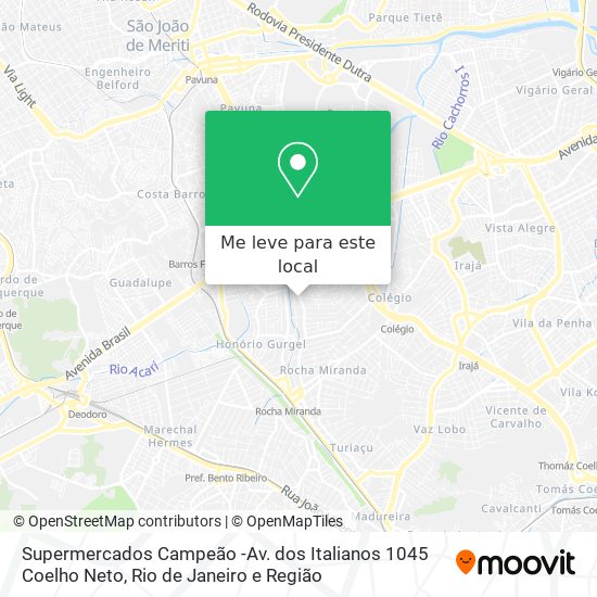 Supermercados Campeão -Av. dos Italianos 1045 Coelho Neto mapa