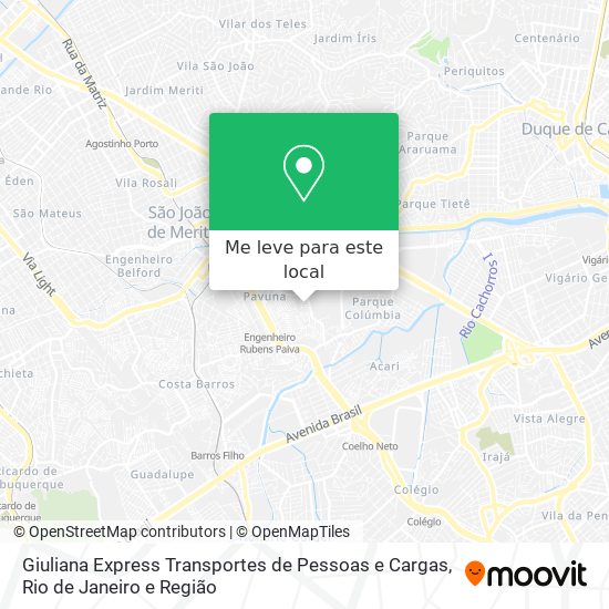 Giuliana Express Transportes de Pessoas e Cargas mapa