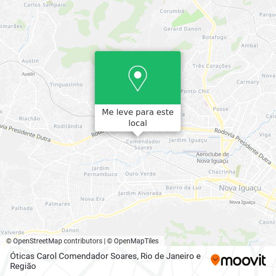 Óticas Carol Comendador Soares mapa