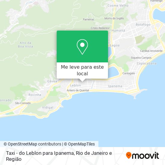 Taxi - do Leblon para Ipanema mapa