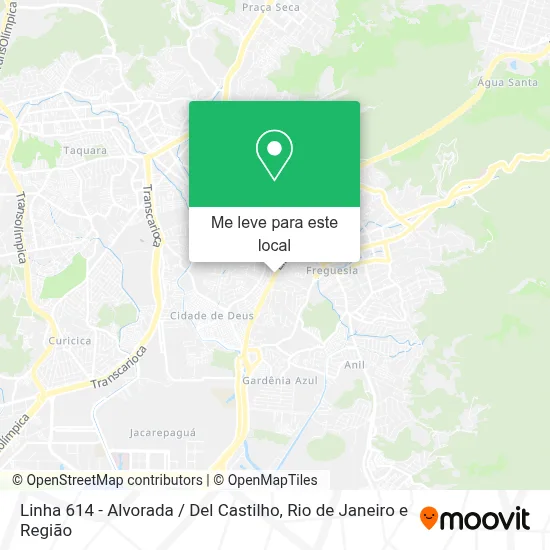 Linha 614 - Alvorada / Del Castilho mapa