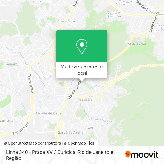 Linha 340 - Praça XV / Curicica mapa