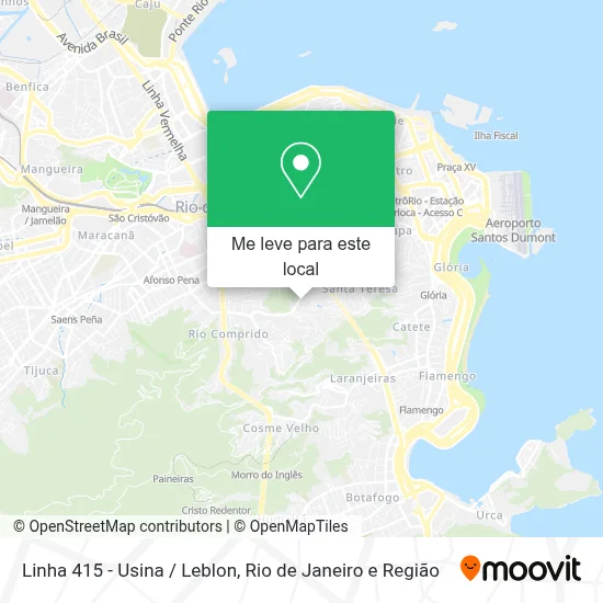 Linha 415 - Usina / Leblon mapa