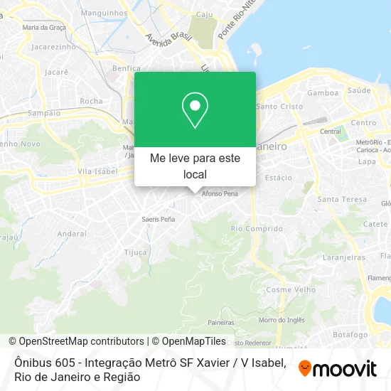 Ônibus 605 -  Integração Metrô SF Xavier / V Isabel mapa