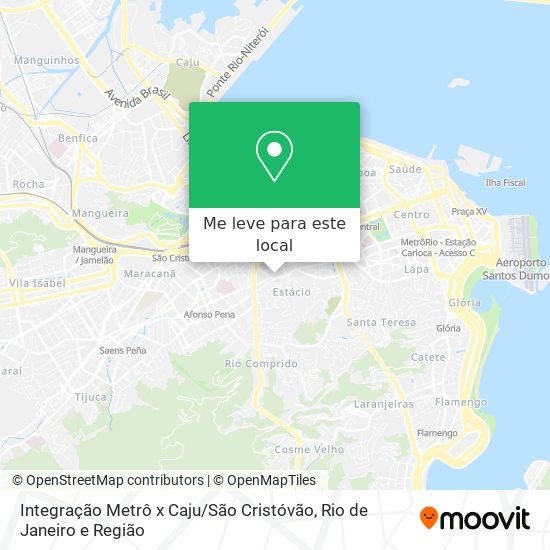 Integração Metrô x Caju / São Cristóvão mapa