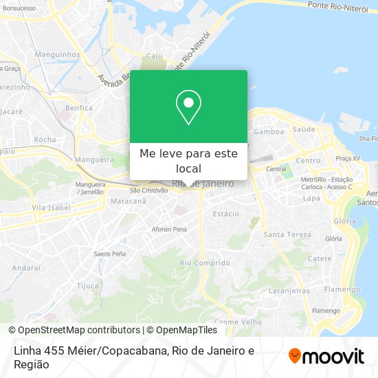 Linha 455 Méier/Copacabana mapa