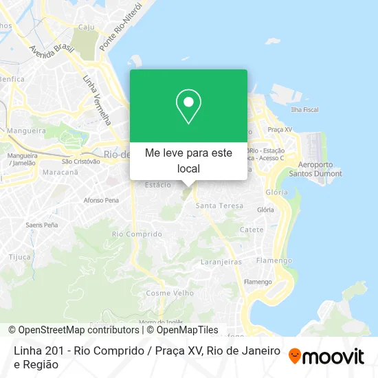 Linha 201 - Rio Comprido / Praça XV mapa