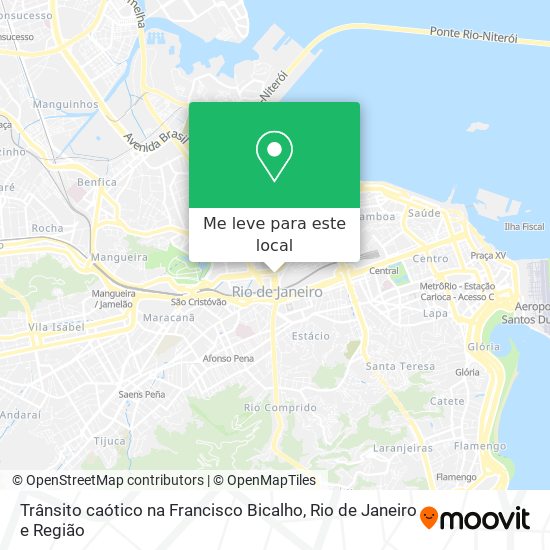 Trânsito caótico na Francisco Bicalho mapa