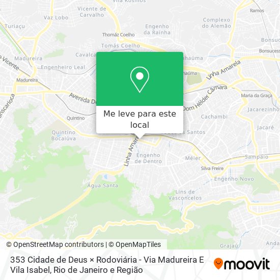 353 Cidade de Deus × Rodoviária - Via Madureira  E Vila Isabel mapa