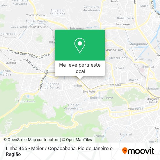 Linha 455 - Méier / Copacabana mapa