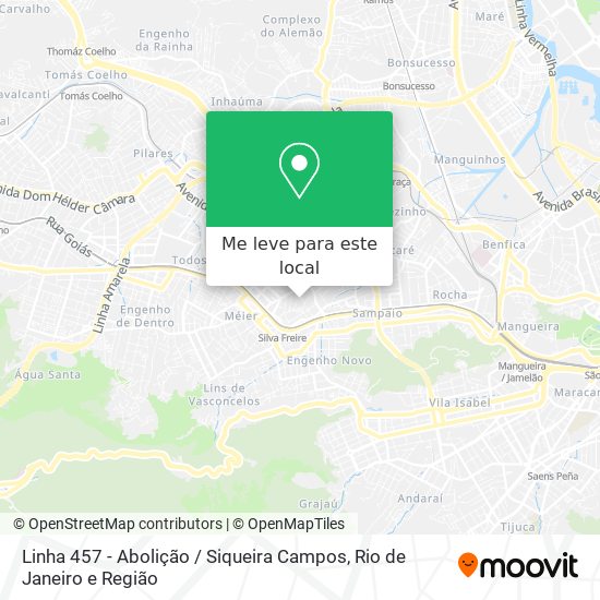 Linha 457 - Abolição / Siqueira Campos mapa