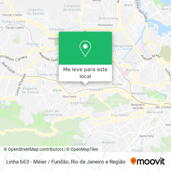 Linha 663 - Méier / Fundão mapa