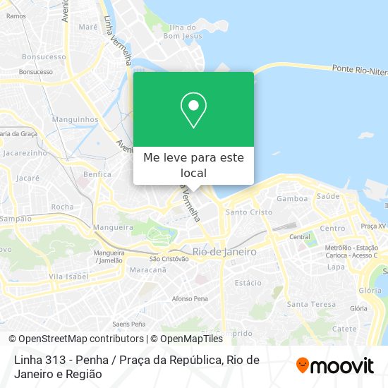 Linha 313 - Penha / Praça da República mapa