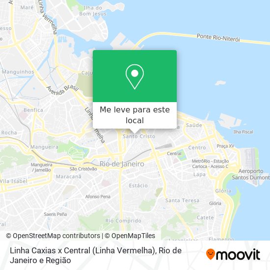 Linha Caxias x Central (Linha Vermelha) mapa