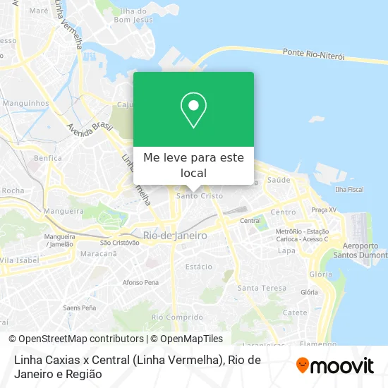 Linha Caxias x Central (Linha Vermelha) mapa