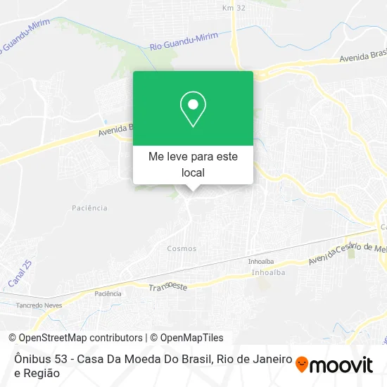 Ônibus 53 - Casa Da Moeda Do Brasil mapa
