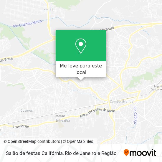 Salão de festas Califórnia mapa