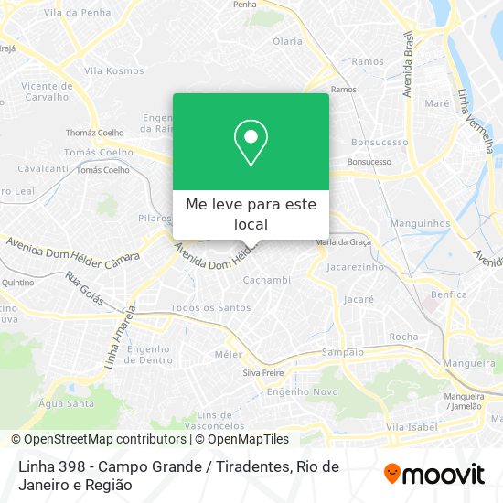 Linha 398 - Campo Grande / Tiradentes mapa