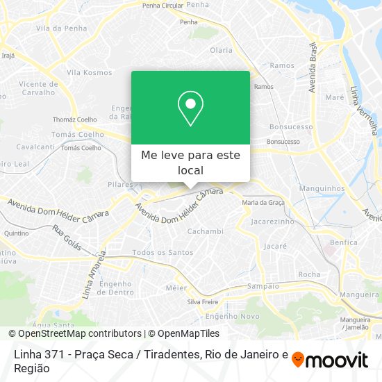 Linha 371 - Praça Seca / Tiradentes mapa