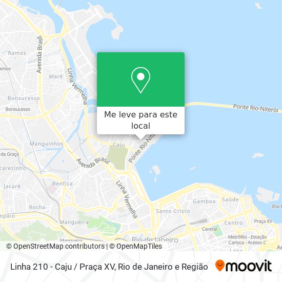 Linha 210 - Caju / Praça XV mapa