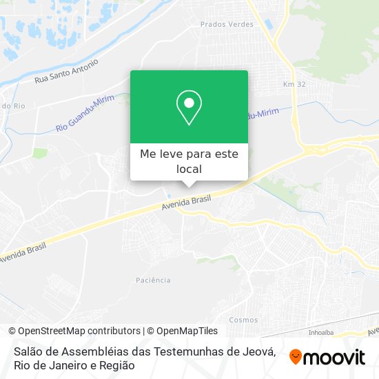 Salão de Assembléias das Testemunhas de Jeová mapa