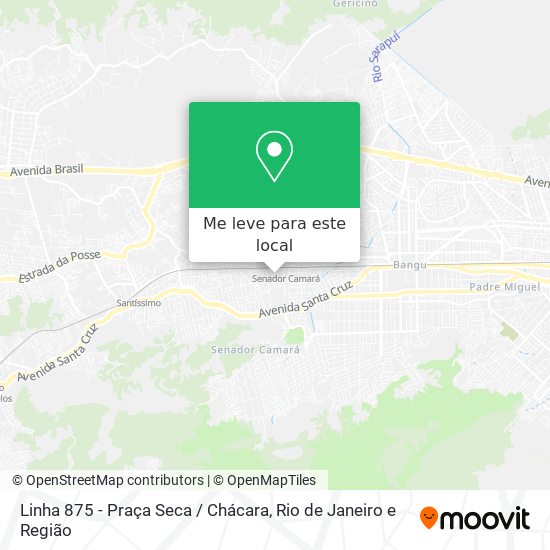 Linha 875 - Praça Seca / Chácara mapa