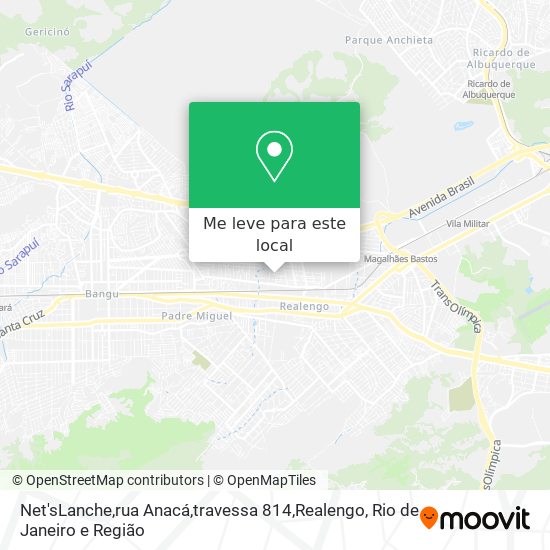 Net'sLanche,rua Anacá,travessa 814,Realengo mapa