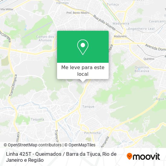 Linha 425T - Queimados / Barra da Tijuca mapa