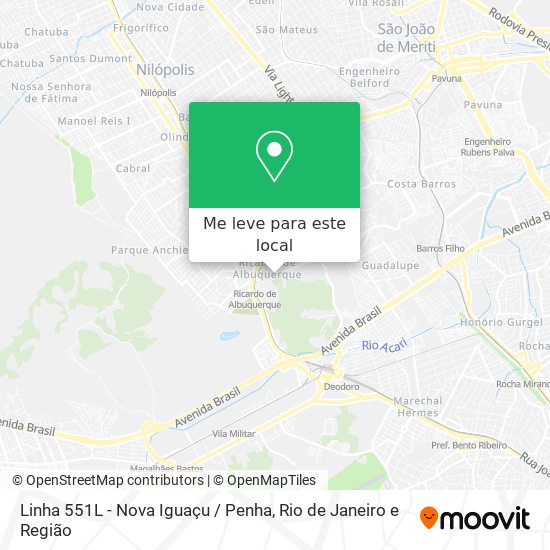 Linha 551L - Nova Iguaçu / Penha mapa