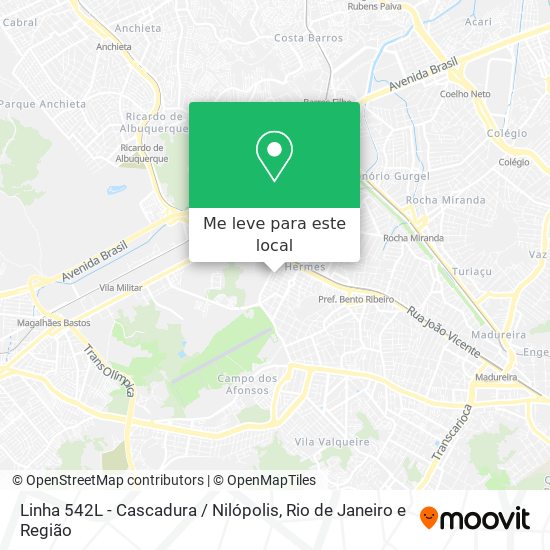 Linha 542L - Cascadura / Nilópolis mapa