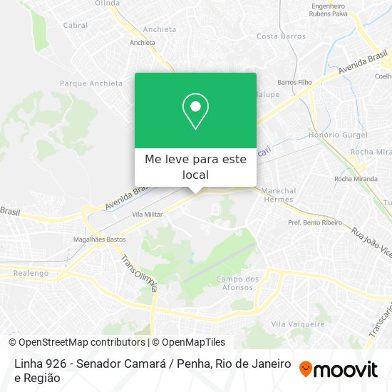 Linha 926 - Senador Camará / Penha mapa