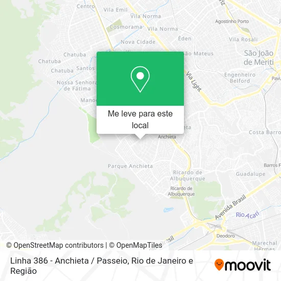 Linha 386 - Anchieta / Passeio mapa