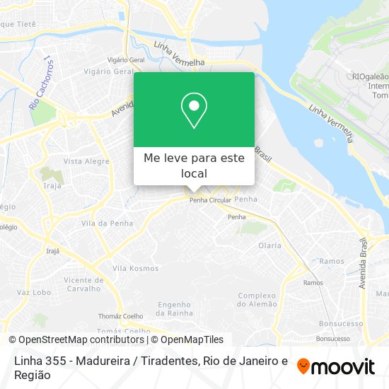 Linha 355 - Madureira / Tiradentes mapa