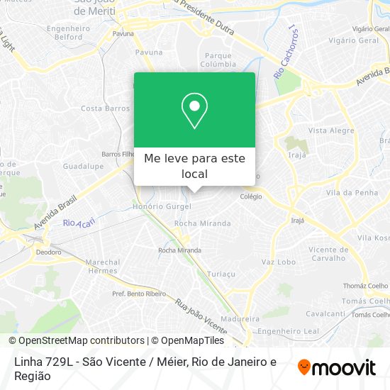 Linha 729L - São Vicente / Méier mapa