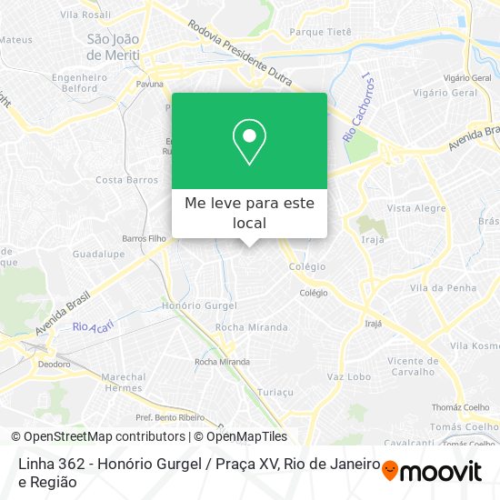 Linha 362 - Honório Gurgel / Praça XV mapa
