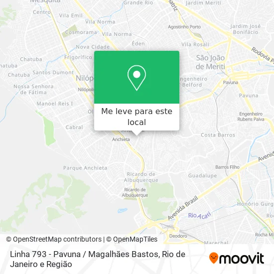 Linha 793 - Pavuna / Magalhães Bastos mapa