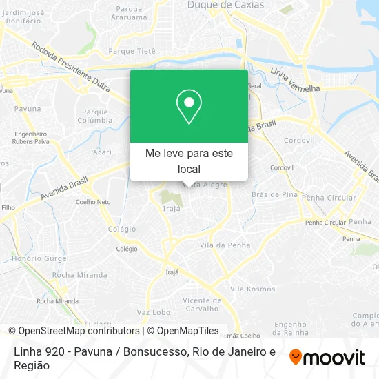 Linha 920 - Pavuna / Bonsucesso mapa