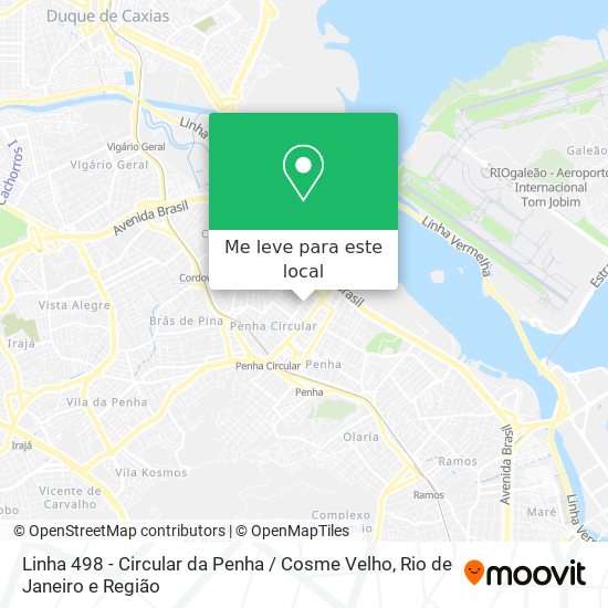 Linha 498 - Circular da Penha / Cosme Velho mapa