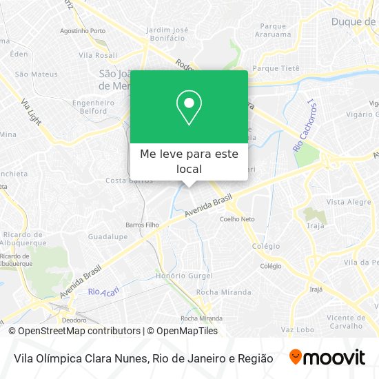 Vila Olímpica Clara Nunes mapa
