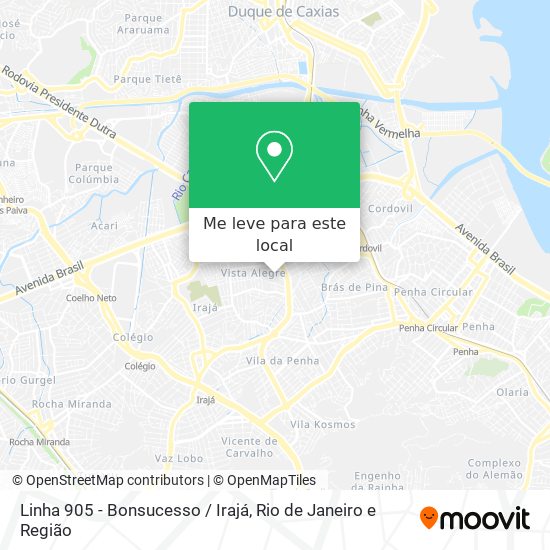 Linha 905 - Bonsucesso / Irajá mapa