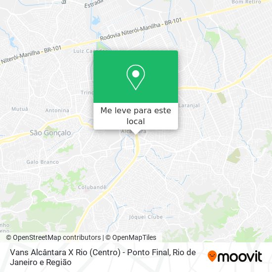 Vans Alcântara X Rio (Centro) - Ponto Final mapa