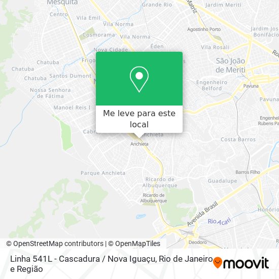 Linha 541L - Cascadura / Nova Iguaçu mapa