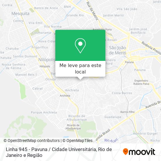 Linha 945 - Pavuna / Cidade Universitária mapa
