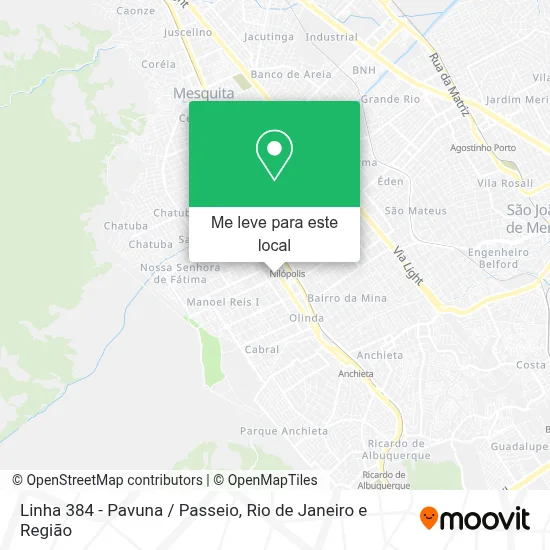 Linha 384 - Pavuna / Passeio mapa