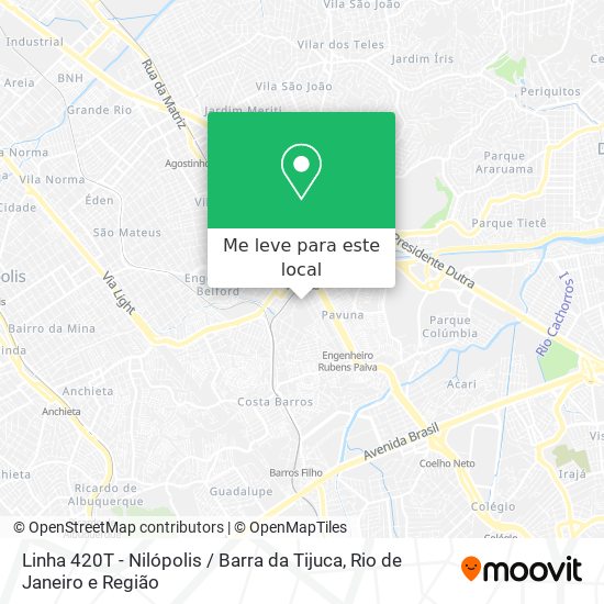 Linha 420T - Nilópolis / Barra da Tijuca mapa