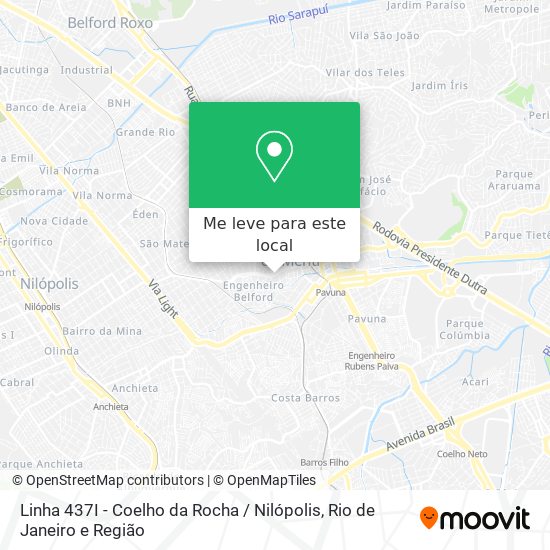 Linha 437I - Coelho da Rocha / Nilópolis mapa