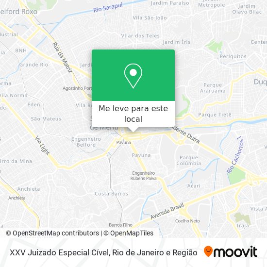 XXV Juizado Especial Cível mapa