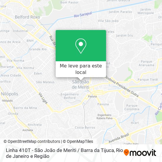 Linha 410T - São João de Meriti / Barra da Tijuca mapa