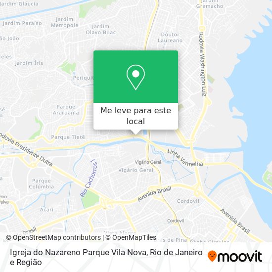 Igreja do Nazareno Parque Vila Nova mapa